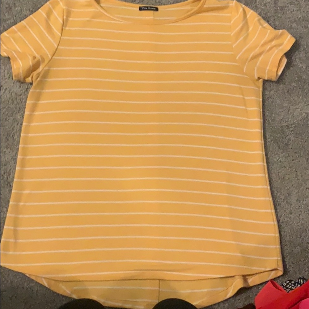 Stitch Fix Yellow and white stripe shirt sleeve.